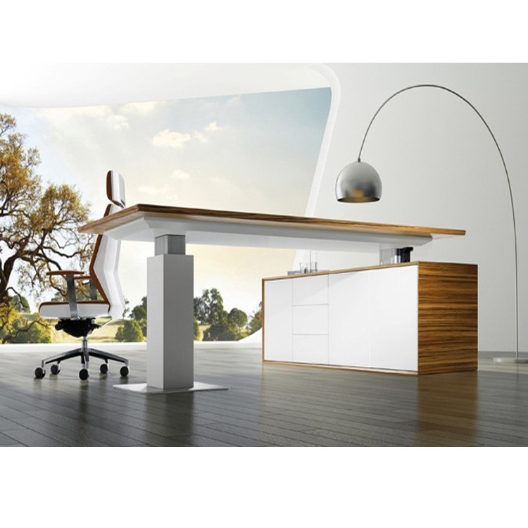 天時(shí)家具電動(dòng)升降辦公桌站立式電腦辦公桌人體工學(xué)智能實(shí)木老板臺(tái)